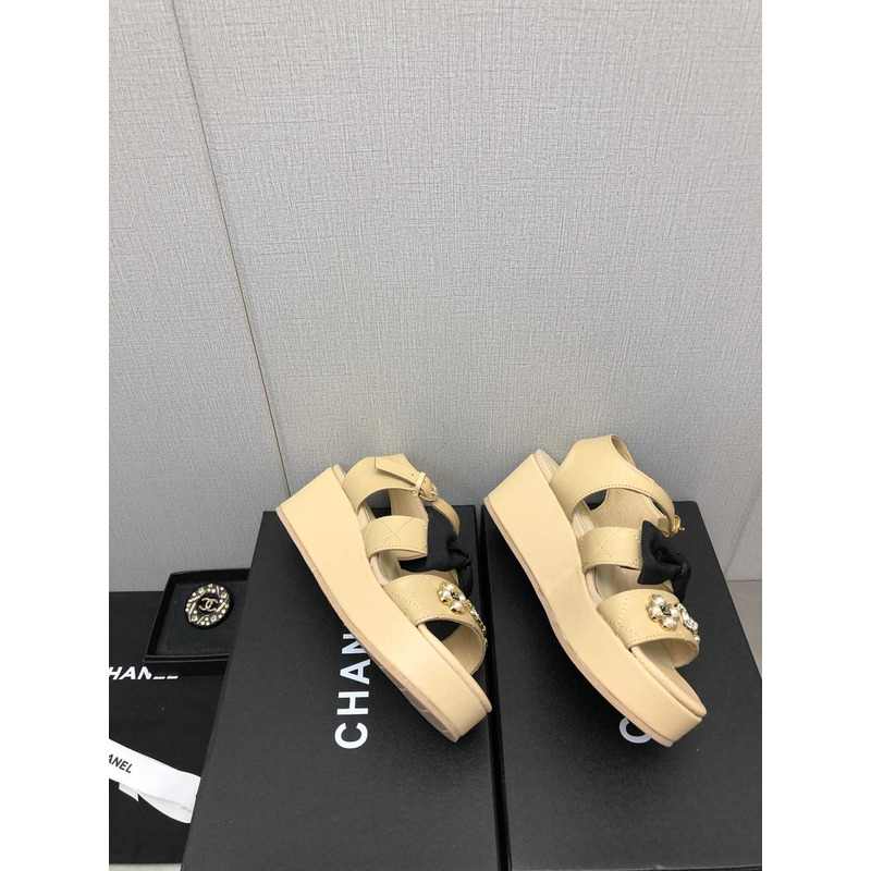 Ch*el platform sandals beige