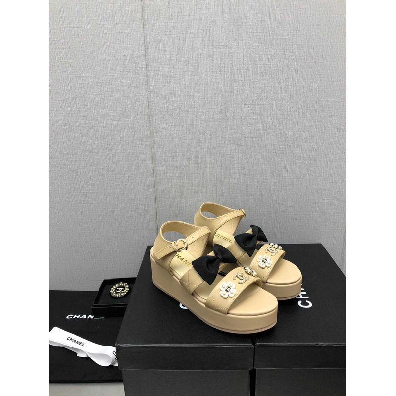 Ch*el platform sandals beige