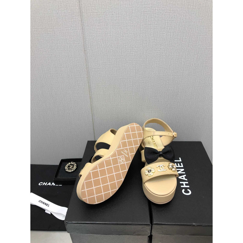 Ch*el platform sandals beige