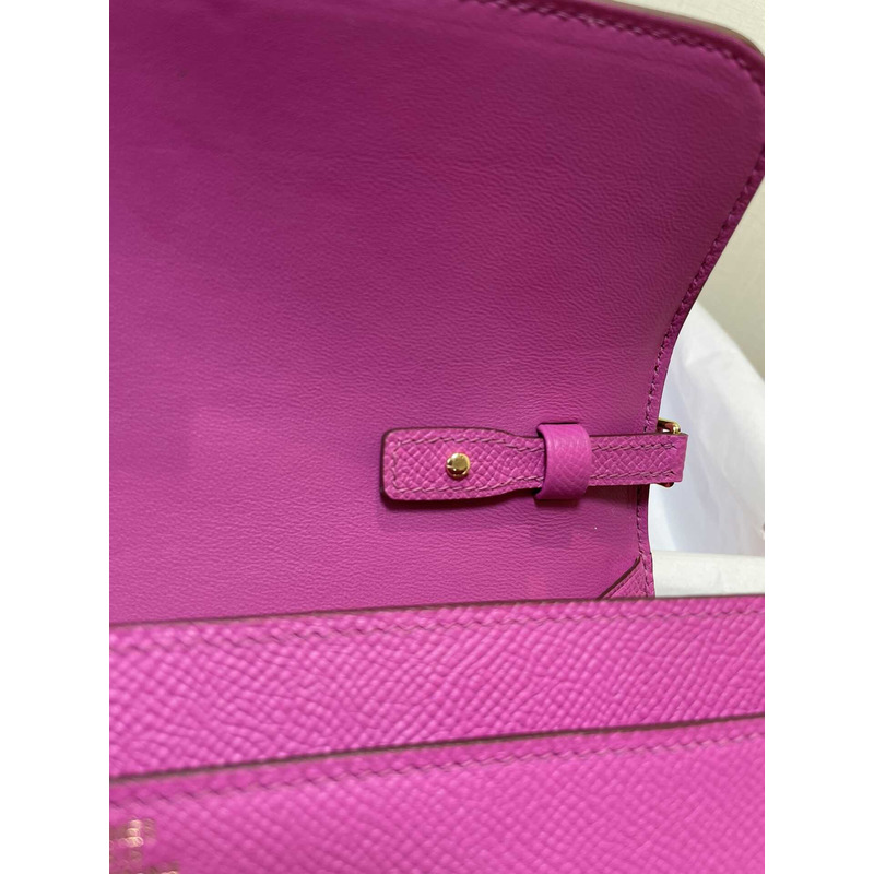 H**mes constance wallet to go gold hardware hot pink