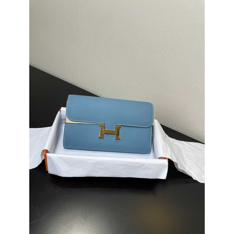 H**mes constance wallet to go gold hardware blue