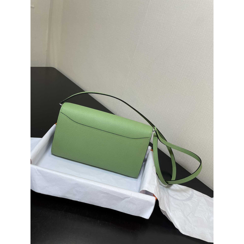 H**mes constance wallet to go silver hardware green