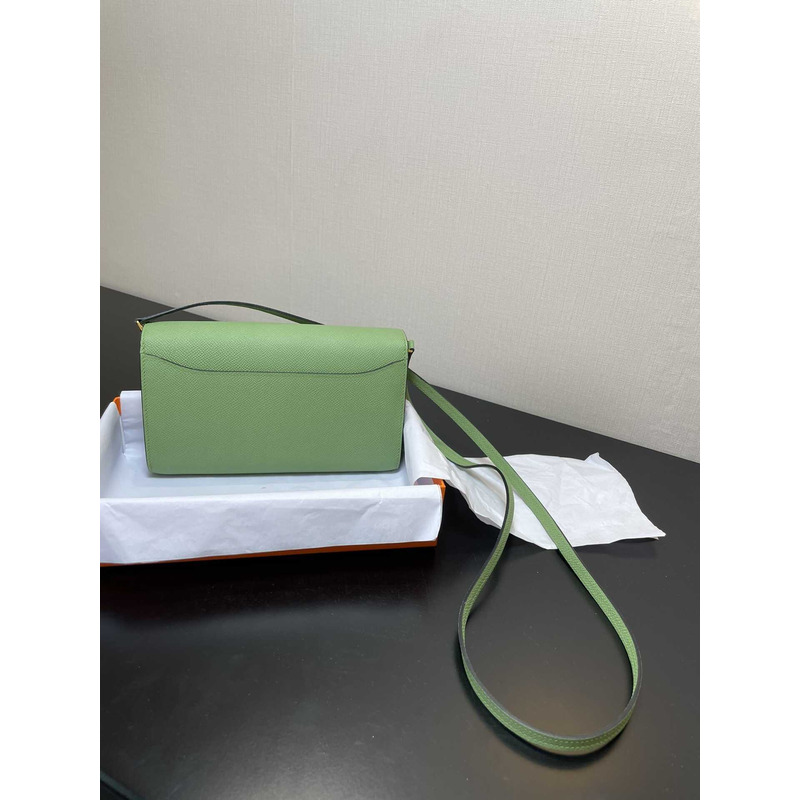 H**mes constance wallet to go gold hardware green