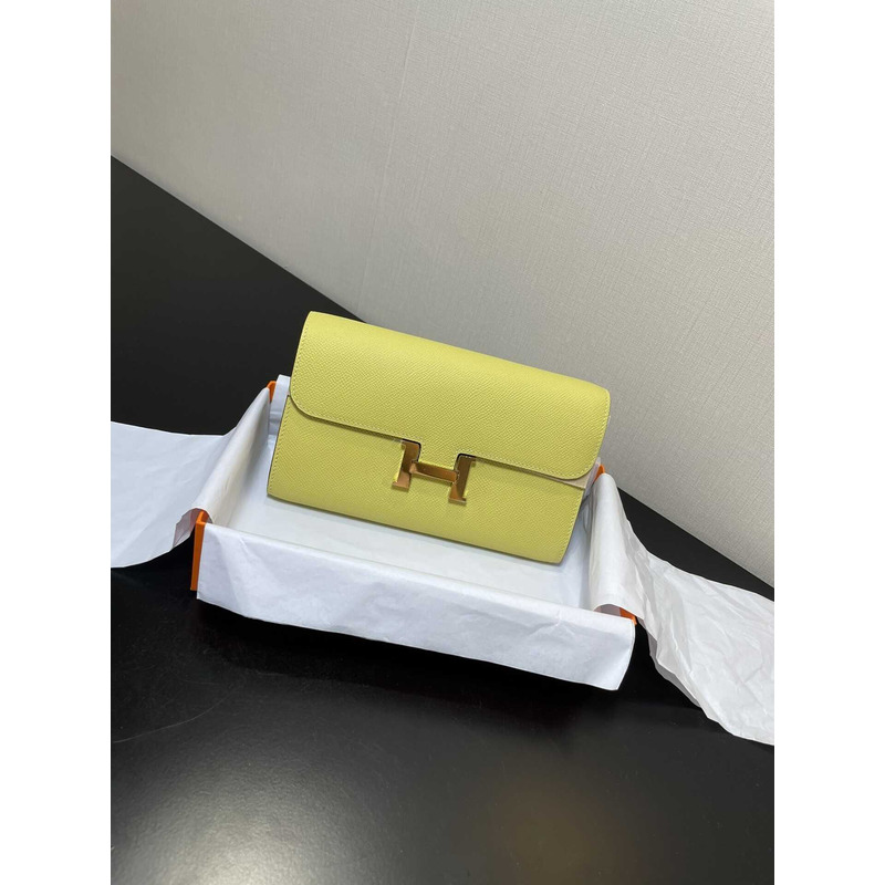 H**mes constance wallet to go gold hardware yellow