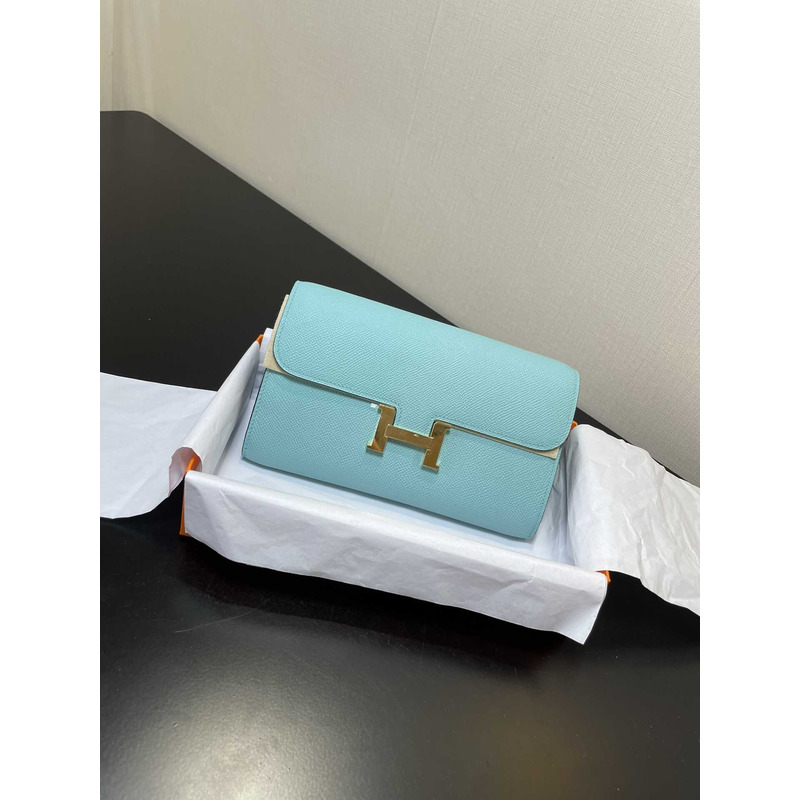 H**mes constance wallet to go gold hardware blue