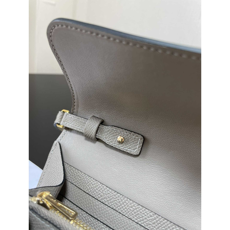 H**mes constance wallet to go gold hardware grey