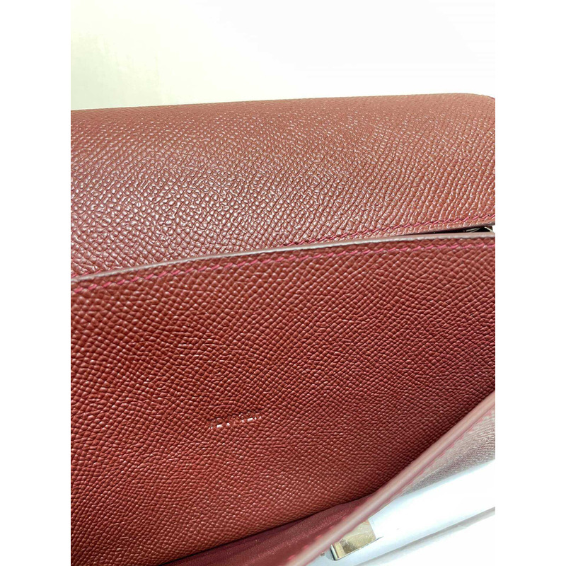 H**mes constance wallet to go silver hardware burgundy