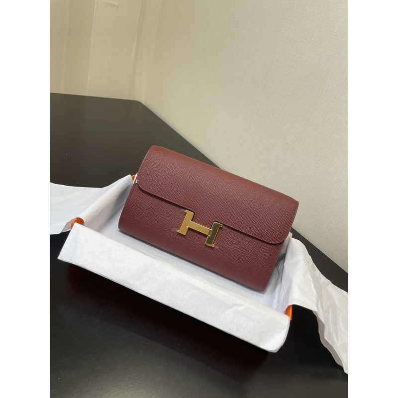 H**mes constance wallet to go gold hardware burgundy