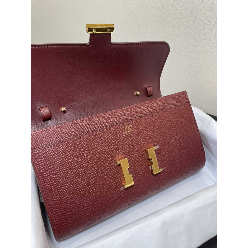 H**mes constance wallet to go gold hardware burgundy