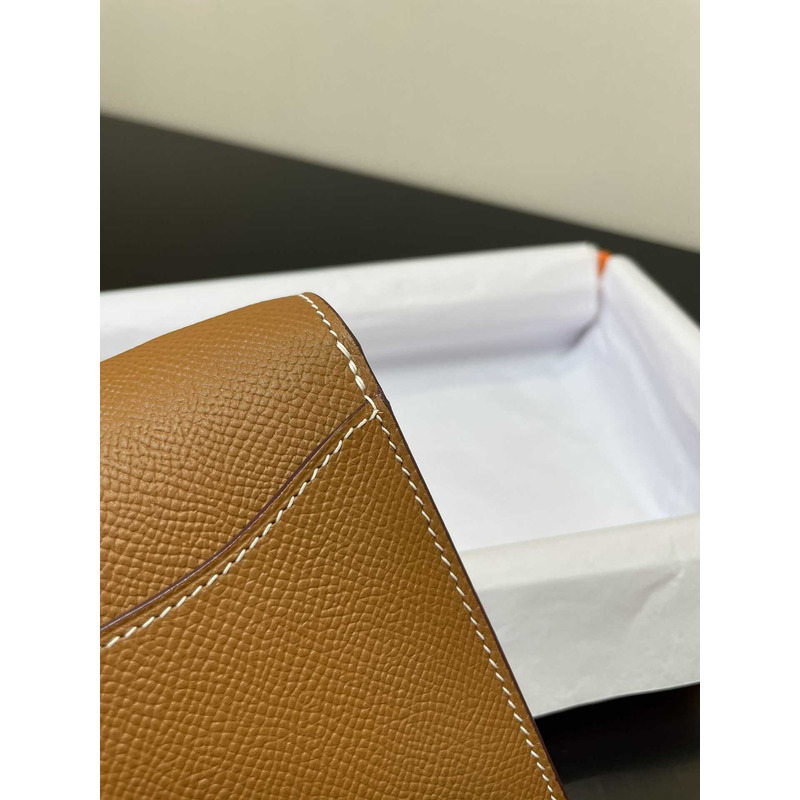 H**mes constance wallet to go silver hardware caramel