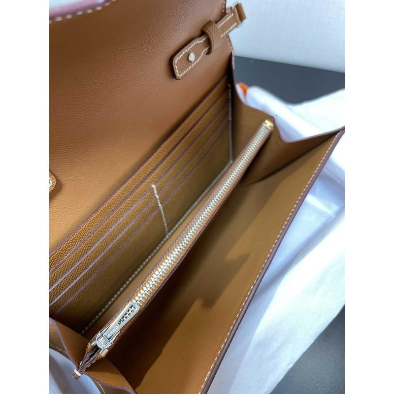 H**mes constance wallet to go silver hardware caramel