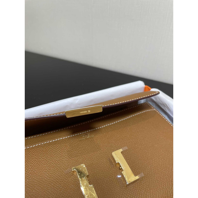 H**mes constance wallet to go gold hardware caramel