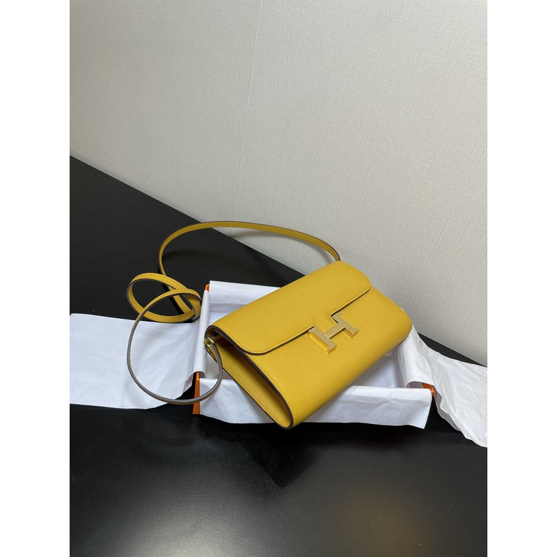 H**mes constance wallet to go gold hardware yellow