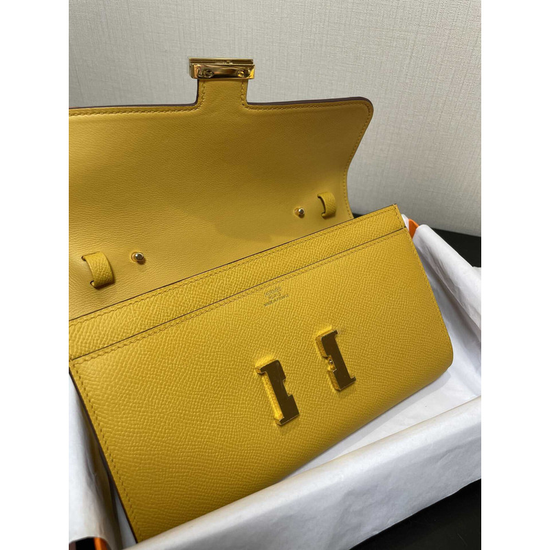 H**mes constance wallet to go gold hardware yellow