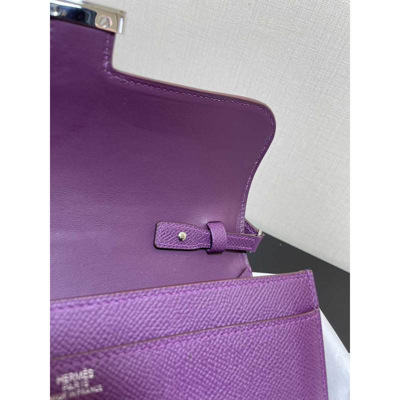 H**mes constance wallet to go silver hardware purple