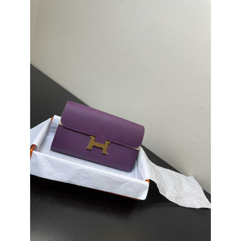 H**mes constance wallet to go gold hardware purple