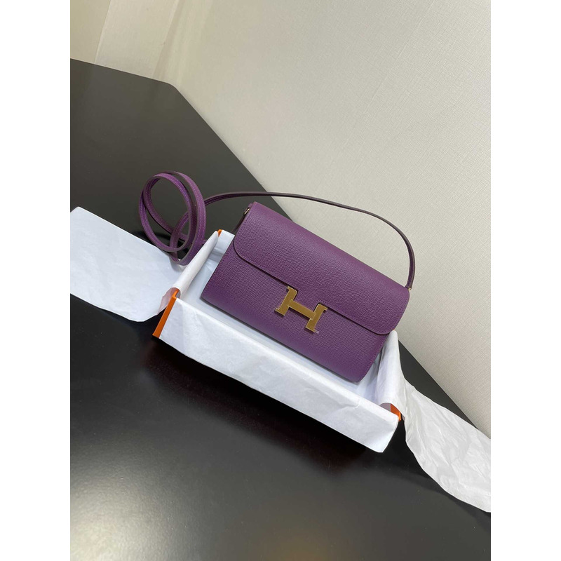 H**mes constance wallet to go gold hardware purple