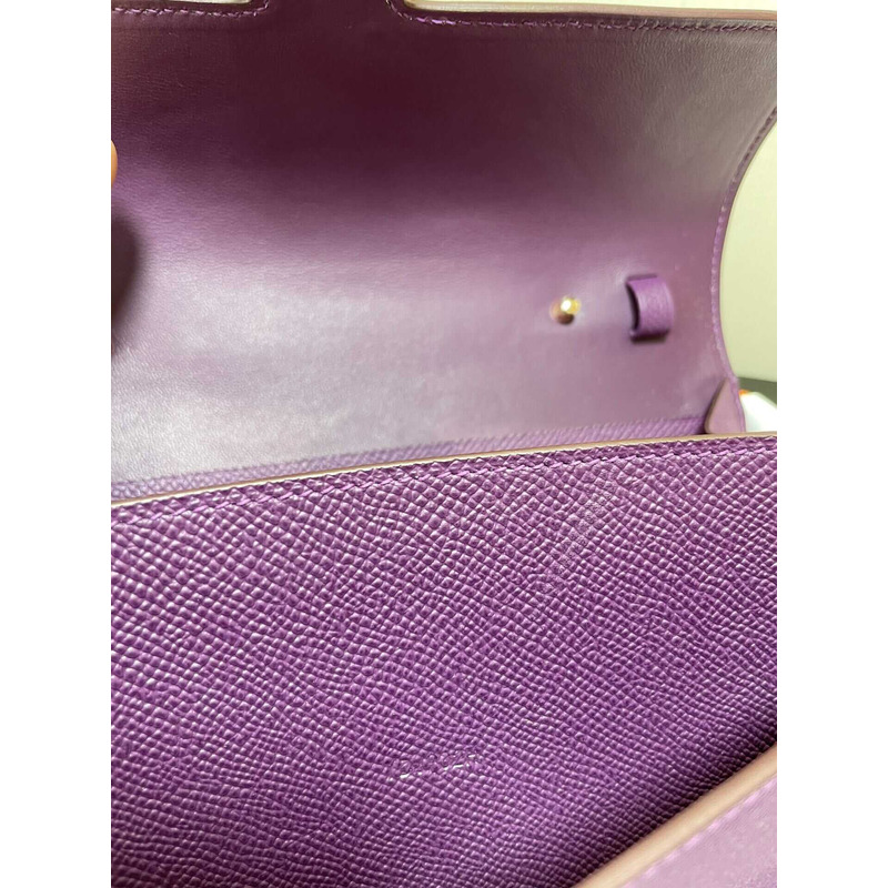 H**mes constance wallet to go gold hardware purple