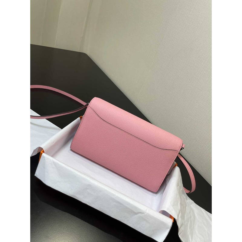 H**mes constance wallet to go silver hardware pink