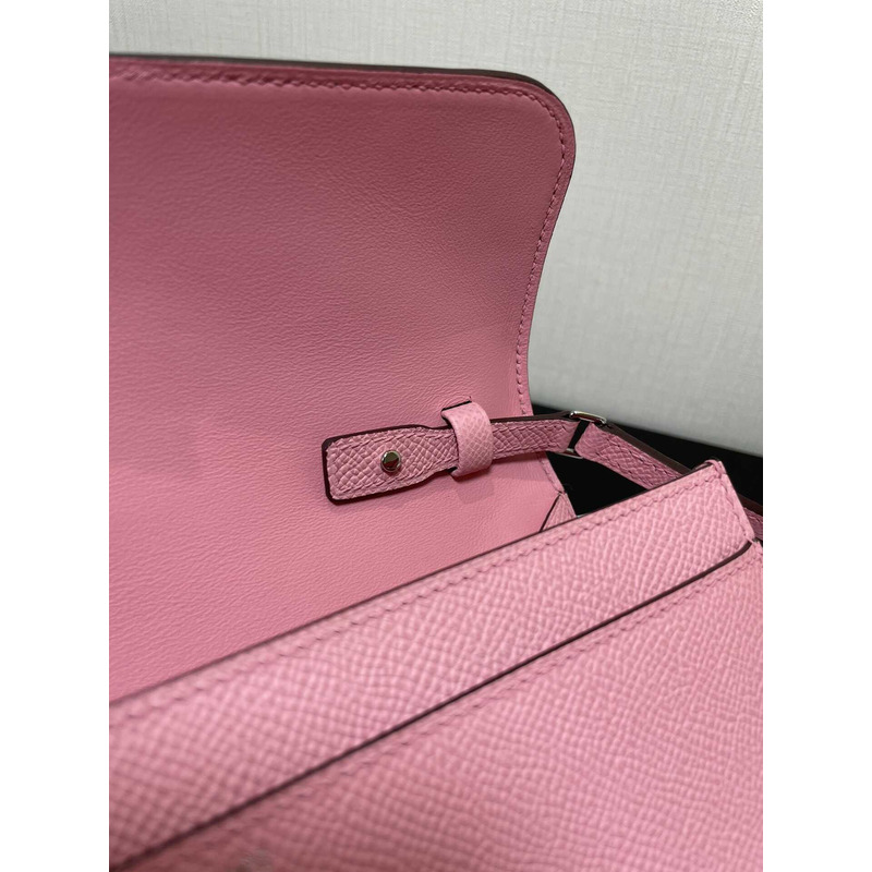 H**mes constance wallet to go silver hardware pink