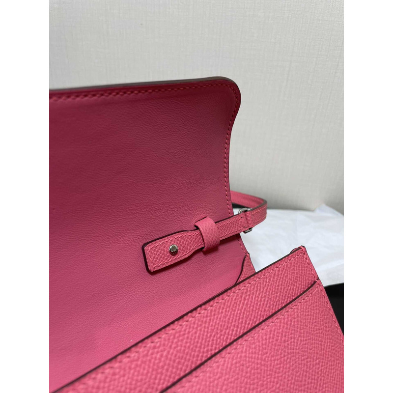 H**mes constance wallet to go silver hardware pink