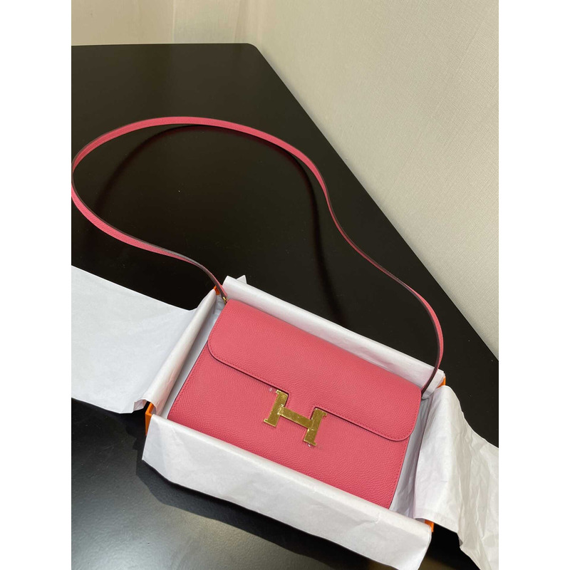 H**mes constance wallet to go gold hardware pink