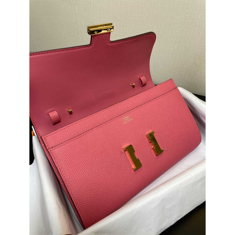 H**mes constance wallet to go gold hardware pink