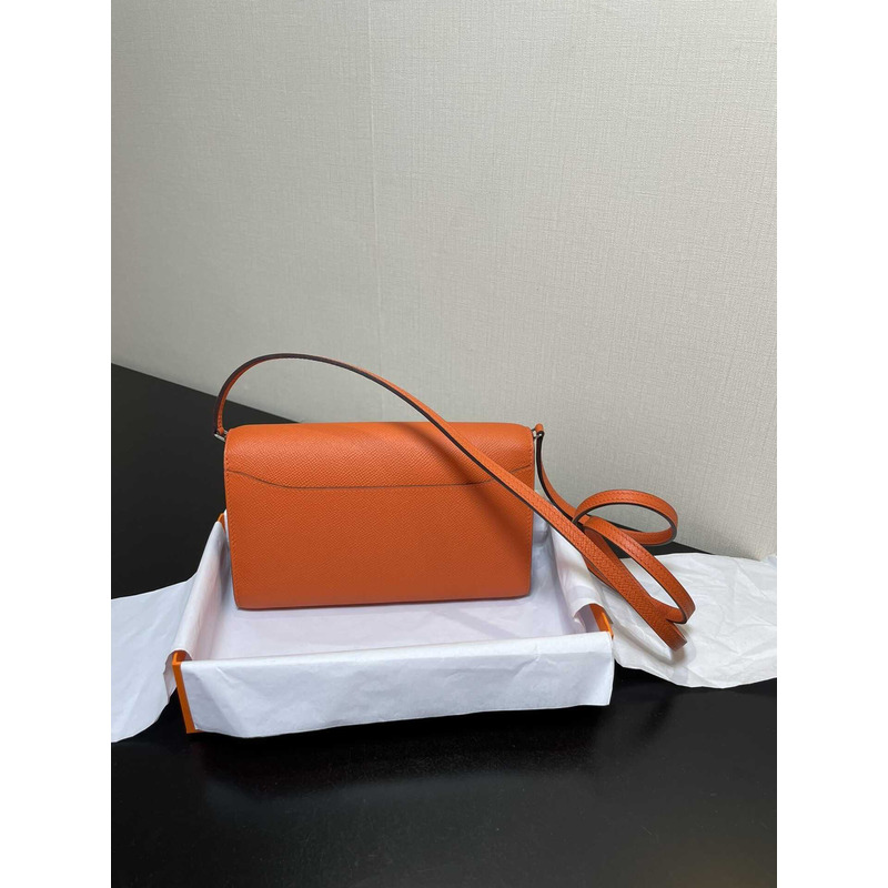 H**mes constance wallet to go silver hardware orange