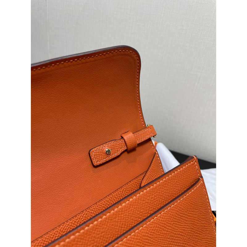 H**mes constance wallet to go gold hardware orange