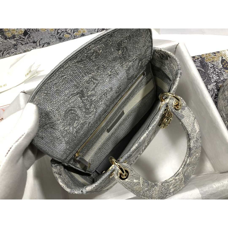 D*or lady d-lite bag embroidery grey