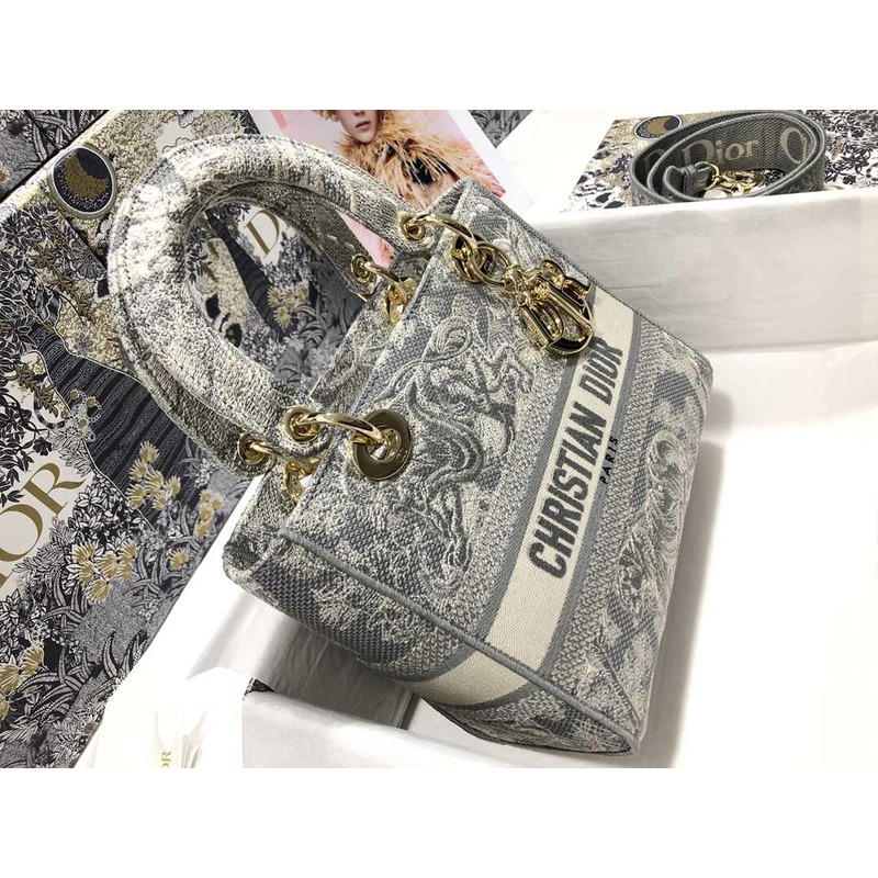 D*or lady d-lite bag embroidery grey