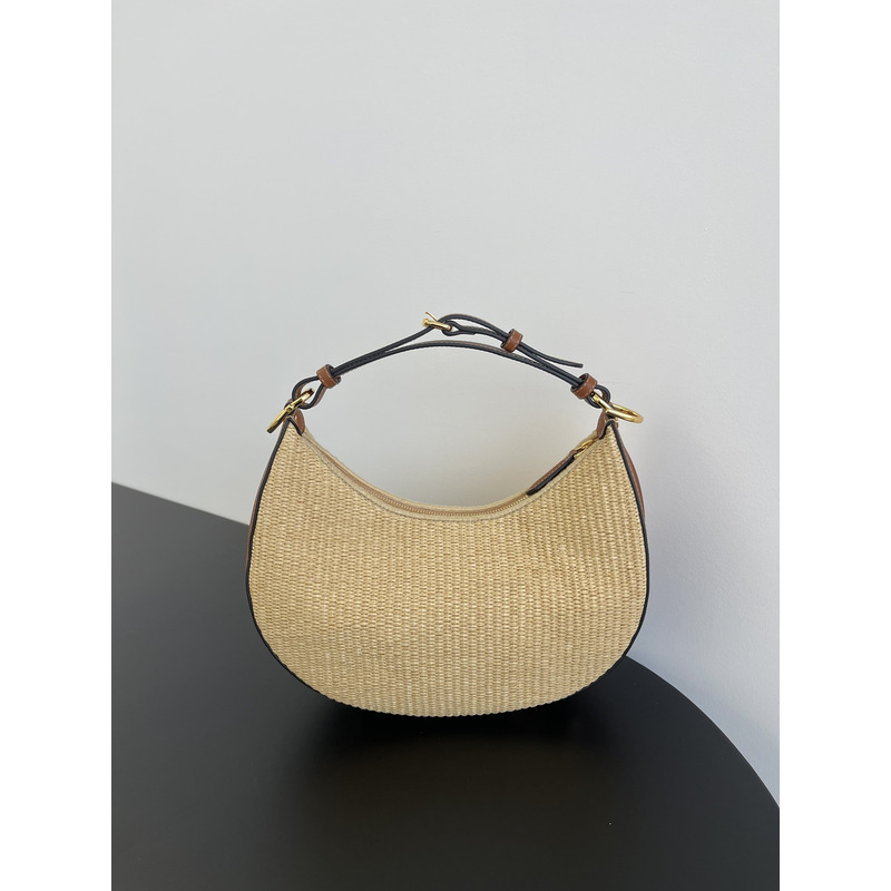 F**di F**digraphy small bag natural straw bag