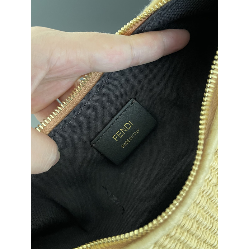 F**di F**digraphy small bag natural straw bag