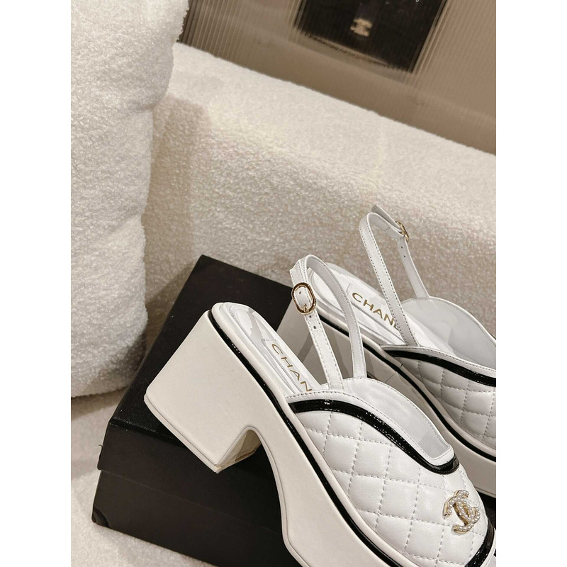 Ch*el platform sandals white