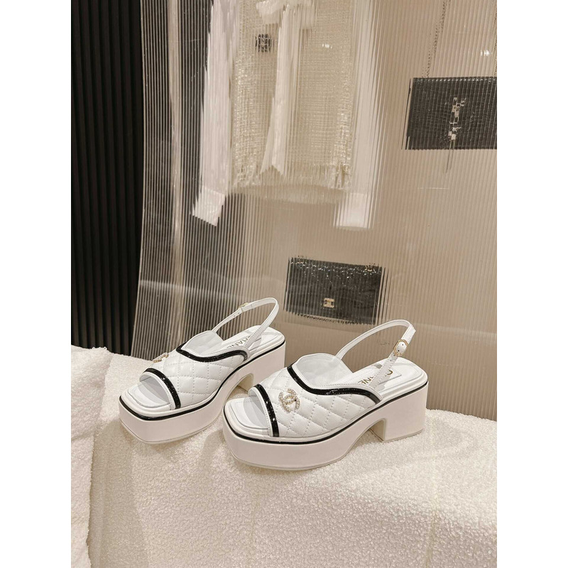 Ch*el platform sandals white