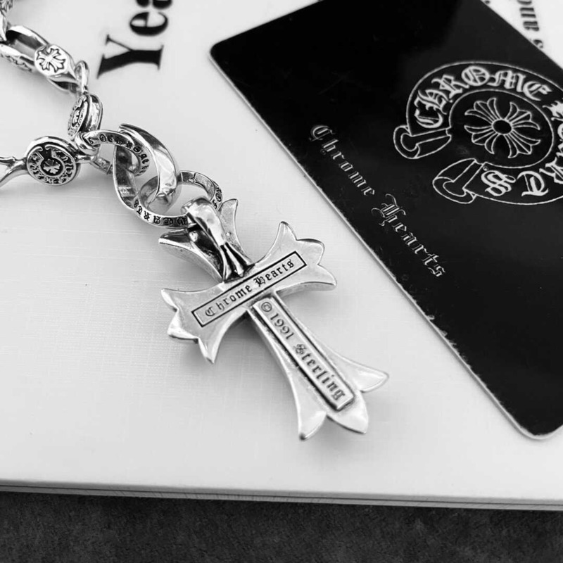 Chrome Hearts Sterling Silver Diamond Cross Pendant