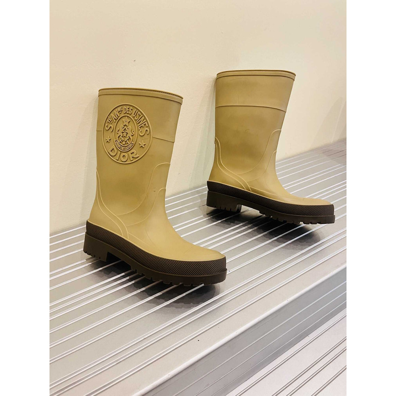 D*or union rain boots beige and brown two-tone rubber with D*or union motif beige