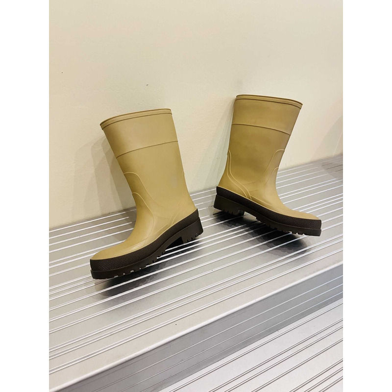 D*or union rain boots beige and brown two-tone rubber with D*or union motif beige