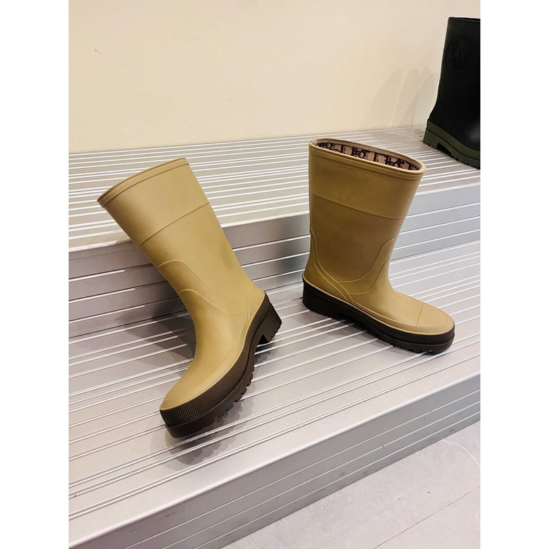 D*or union rain boots beige and brown two-tone rubber with D*or union motif beige