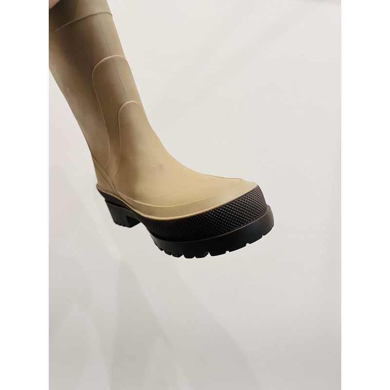 D*or union rain boots beige and brown two-tone rubber with D*or union motif beige