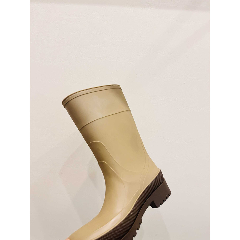 D*or union rain boots beige and brown two-tone rubber with D*or union motif beige