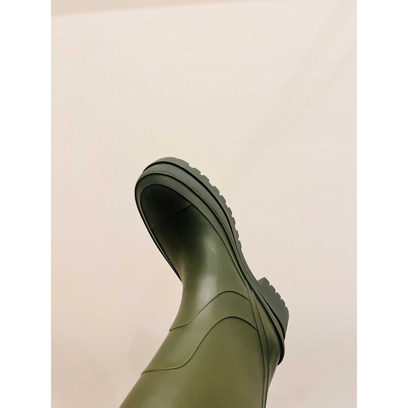 D*or union rain boots beige and brown two-tone rubber with D*or union motif  green