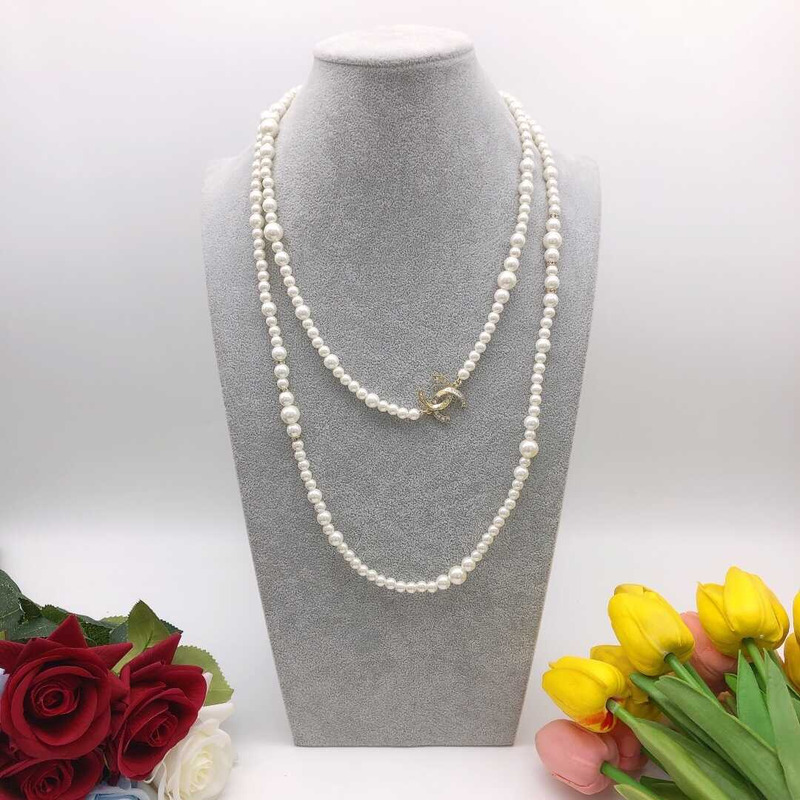 Ch*el pearl long necklace