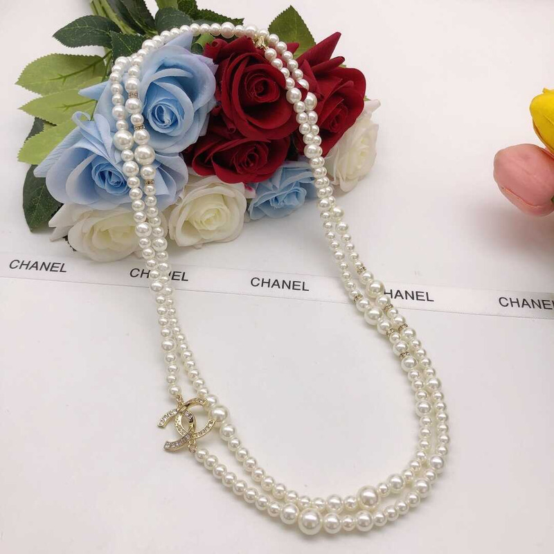 Ch*el pearl long necklace