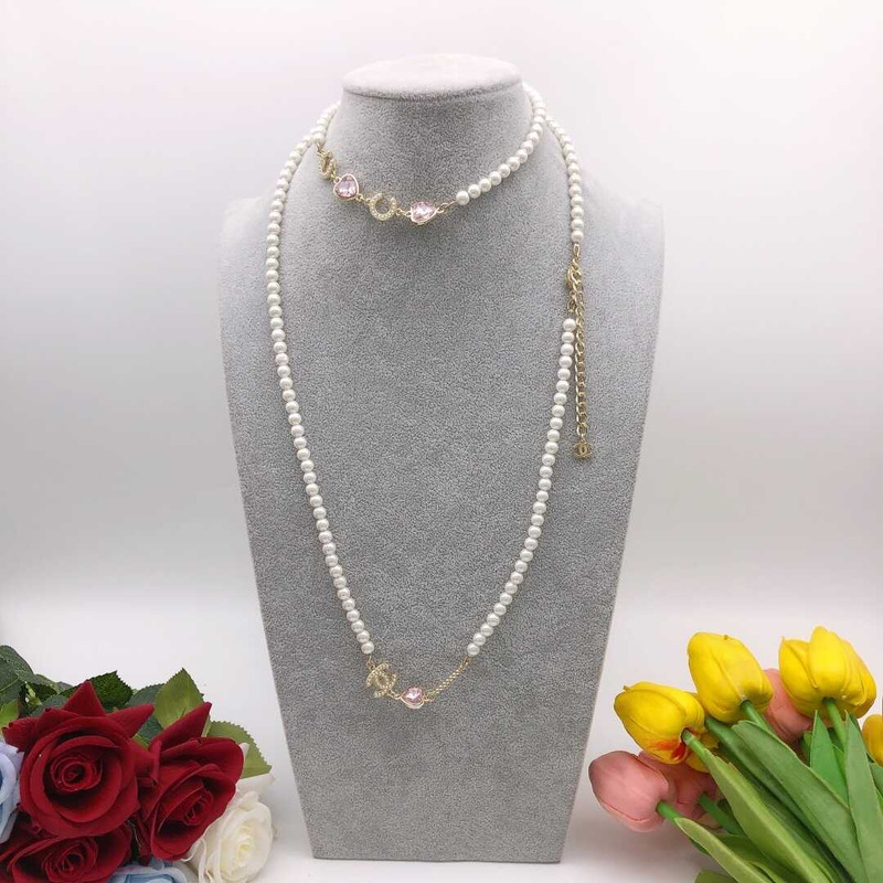 Ch*el pearl long necklace