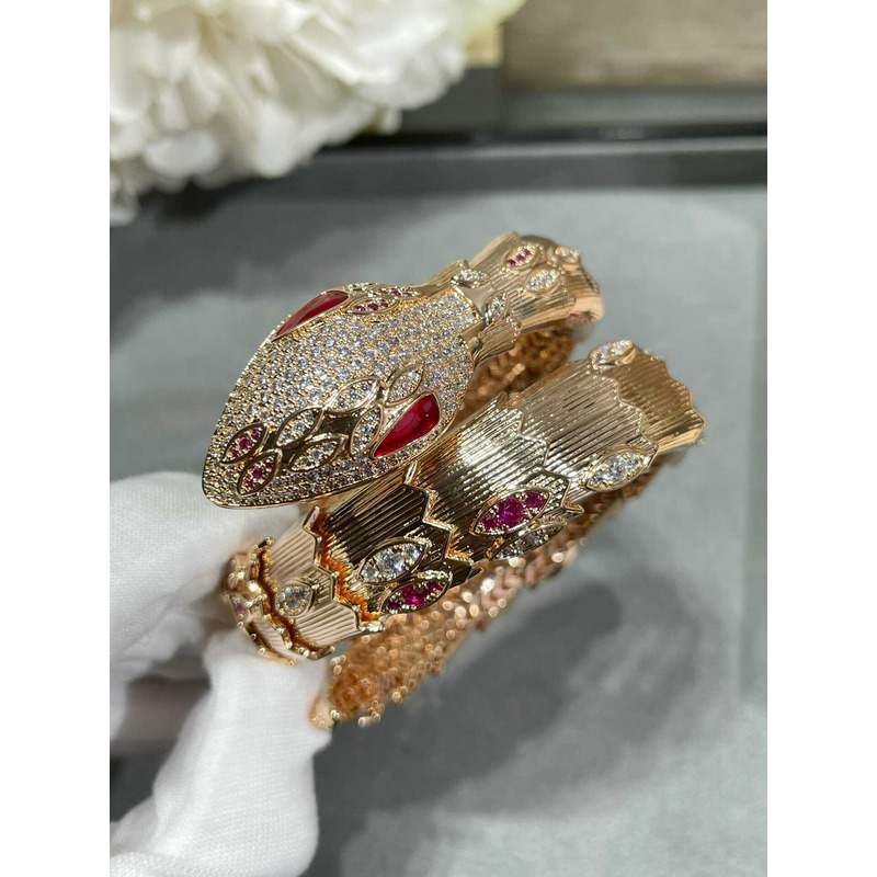 B*l*ai double coil diamond & ruby serpenti snake bracelet