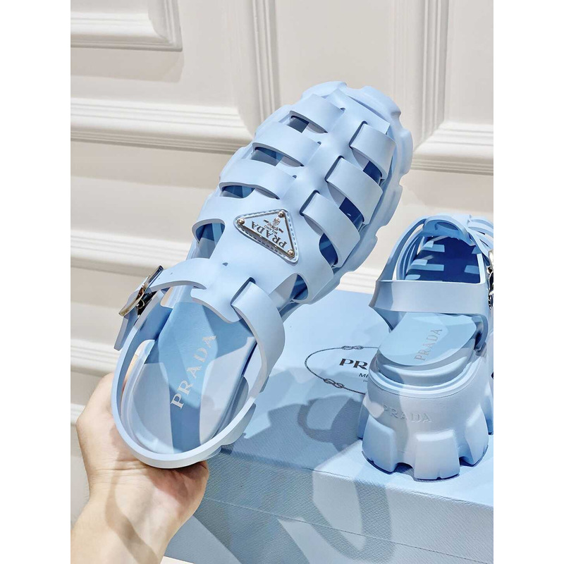 Pra*a woven cutout platform sandals blue