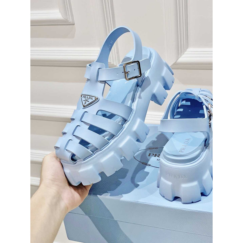 Pra*a woven cutout platform sandals blue