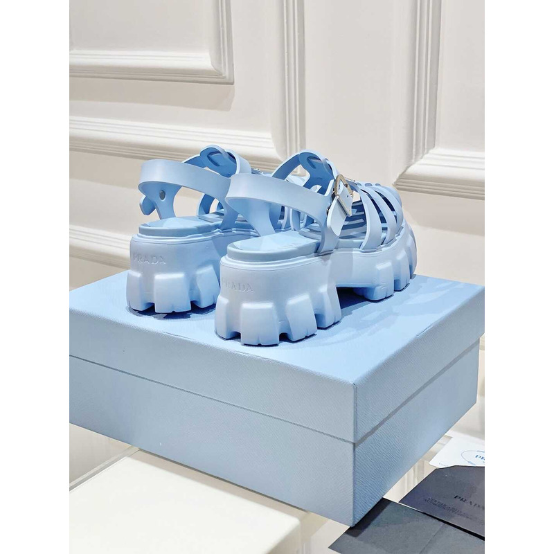 Pra*a woven cutout platform sandals blue