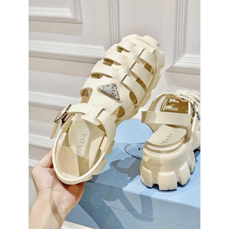 Pra*a woven cutout platform sandals white